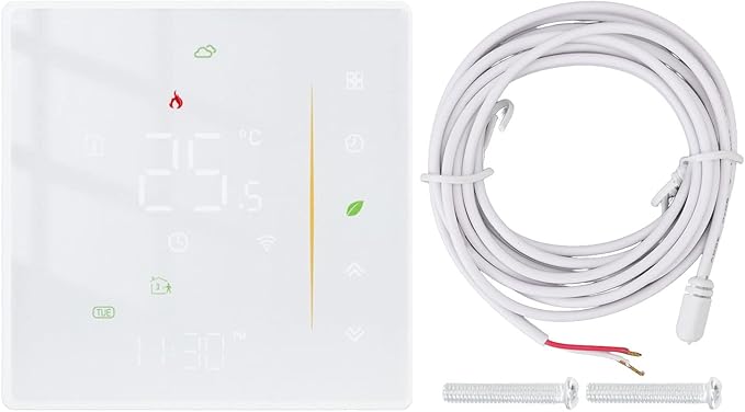 Smart Thermostat Programmable App Voice Control Electric Floor Heating Temperature Controller for ZigBee AC White Suitable for Office Bedroom Living Room