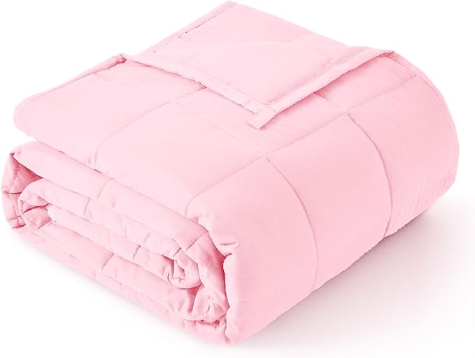 Topblan Weighted Blanket Full Size, Breathable 12lbs Weighted Blanket for Adults, Cooling Blanket for Bed Sofa,Warm Heavy Blanket Machine Washable,48 x 72 inches, Pink