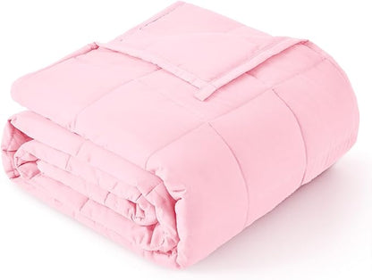 Topblan Weighted Blanket for Adults 20lbs, Breathable Cooling Weighted Blanket, High Breathability Heavy Blanket, Soft Material with Glass Beads for All Season, Sofa Bed, 60"x80" Queen Size, Pink