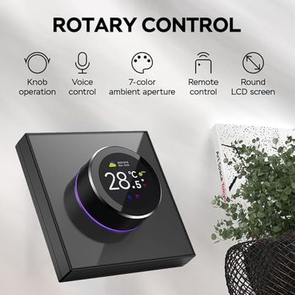 Smart Thermostat for Home, Programmable Bluetooth Temperature Regulator with 1.32in TFT Screen, Knob Control Diameter 1.81in, 95~240V AC Control Via Cell Phone or Smart Voice