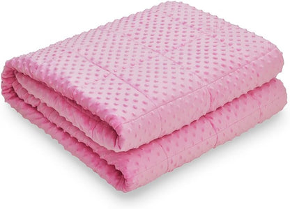 TONGDADA Minky Weighted Blanket | 40''x60'',10lbs | Cozy and Soft Minky Weighted Throw Blanket | Luxury Velvet with Premium Glass Beads | Pink Minky