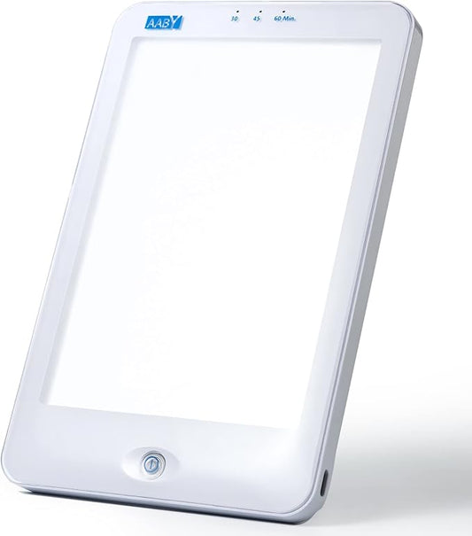 AABY WL21 Light Therapy Lamp UV Free Flicker Free 10000 Lux LED White Bright Light 3-Step Brightness 3-Step Timer Indicator Touch Control Compact Size Portable Mood Up-Lifter