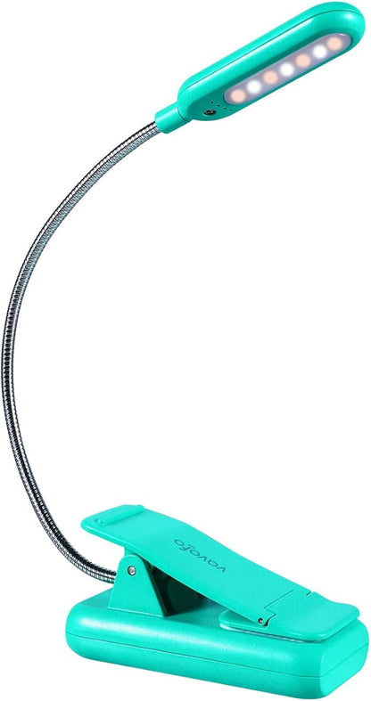 VAVOFO Rechargeable Book Light, Blue Light Blocking, Amber 1600K Clip On Reading Light, Eye Care 7 LEDs Kids Book Light for Reading in Bed with Power Indicator for Bookworms (Emerald Green)
