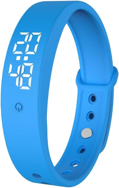 Vibrating Alarm Wristband with Fitness Tracking, Silent Vibration Alarm & Waterproof Design for Heavy Sleepers, Students, Men & Women (Blue)