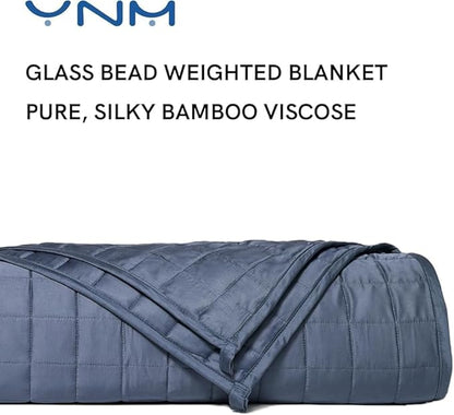 YnM Exclusive Cooling Weighted Blanket, Bed Blanket for One Person of 140lbs, Ideal for Twin/Full Bed (48x72 Inches, 15 Pounds, Blue Grey)