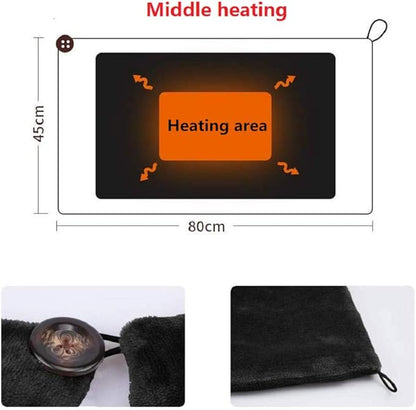 USB Electric Heating Blanket Personal Single-Person Small-Sized Heated Shawl 3 Heating Settings for Library, Outdoors, Car (Black)