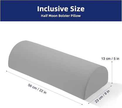 Under Knee Pillow for Sleeping on Back - Half Moon Bolster Pillow for Legs - Memory Foam Knee Pillow for Back Sleeping with Removable Cooling Cover (Dark Grey)