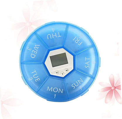 PartyKindom Compartments Pill Dispenser Alarm Clock Reminder Portable Electronic Medicine Organizer for Patients Edition
