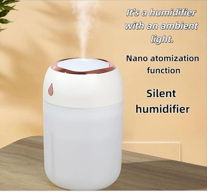 Portable Mini Humidifier for Bedroom, Office, Car, USB Personal Humidifier with LED Lights, 330ML Capacity, Auto Shut-Off, Aromatherapy Diffuser