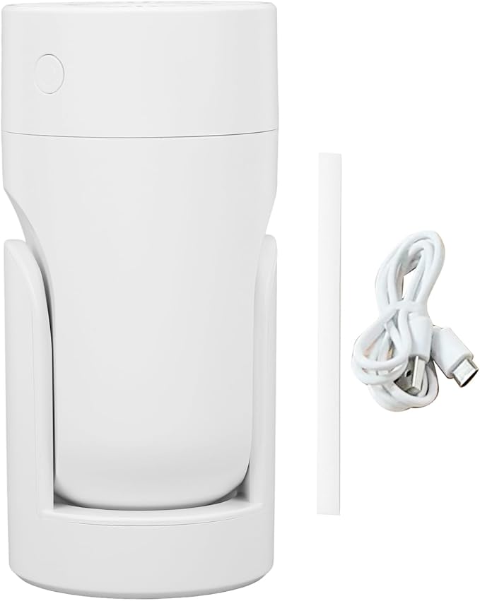 Black Portable USB Humidifier with Angle, Quiet Cool Mist Desktop Humidifier for Travel - 360 Degree Rotation Car Humidifier (White)