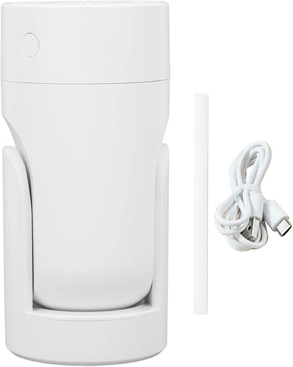 Black Portable USB Humidifier with Angle, Quiet Cool Mist Desktop Humidifier for Travel - 360 Degree Rotation Car Humidifier (White)