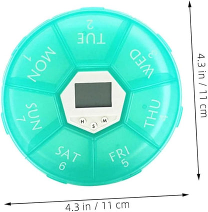 Didiseaon 2pcs Portable Automatic Pill Dispenser with Alarm Compartment Travel Medication Organizer for Elderly Compact Lightweight Pill Case for Timed Reminder and Secure Storage