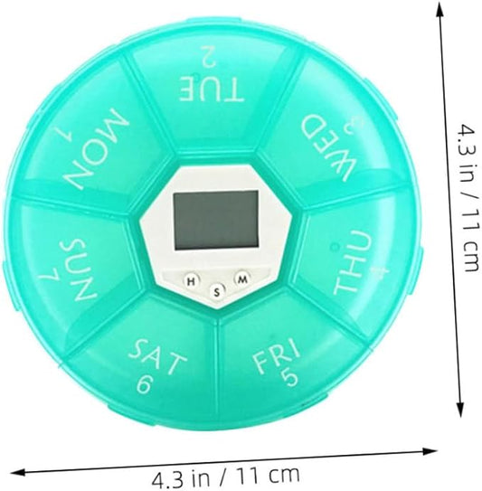 Didiseaon 2pcs Portable Automatic Pill Dispenser with Alarm Compartment Travel Medication Organizer for Elderly Compact Lightweight Pill Case for Timed Reminder and Secure Storage