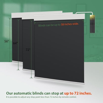 Motorized Blinds with Remote, Blackout Cooling Automatic Shades with Solar Panel Cordless Smart Blinds for Windows, Custom Electric Blinds Horizontal Roller Shades,Black,35" W X 72" H