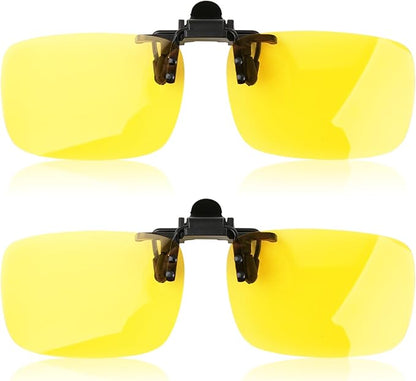 Clip on Polarized Night Vision Driving Glasses Flip up Sunglasses UV-400 to Wear Over Glasses for Night Driving
