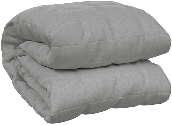 Large Grey Weighted Blanket Rectangular 86.6 x 102.4 in, Heavy Cotton Quilted Design for Even Weight Distribution, Hypoallergenic Breathable Fabric for Stress Relief