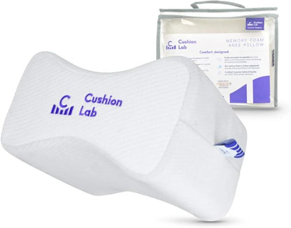 Cushion Lab Extra Dense Orthopedic Knee Pillow for Back Pain Relief, Leg Pain, Hip, Pregnancy, Sciatica & Joint Pain - Memory Foam Wedge Pillow Contour
