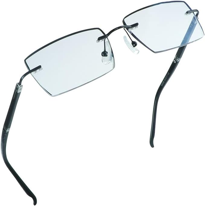 LifeArt Blue Light Blocking Glasses,Computer Reading Glasses,Rimless Frame Tinted Lens with Diamond,Stylish for Men (+2.50 Magnification)