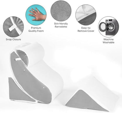 4 PCS Wedge Pillow Set for After Surgery, Adjustable Bed for Sleeping, Acid Reflux Relief, Post Surgery Recovery, Back Support, Leg Elevation, Memory Foam Orthopedic Bed Wedge Pillow Set, Gery