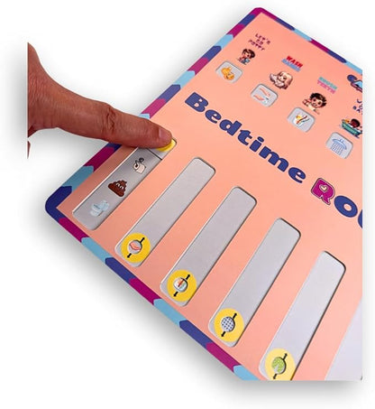 ROUTINO Bedtime Routine Chart for Kids, Visual Schedule with Interactive Paper Slider, Evening Sleep Tracker for Children, Promotes Consistent Nighttime Habits & Restful Sleep