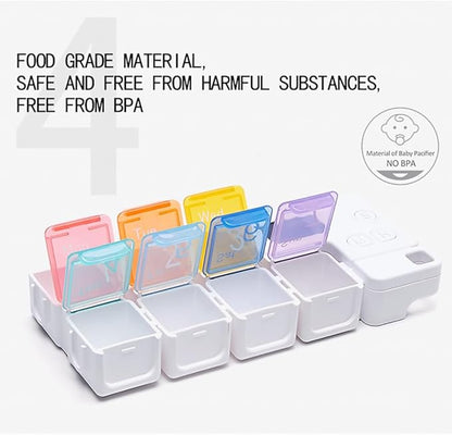 Smart Pill Box,7 Day Pill Organizer,4 Alarm Clocks,AM/PM Automatic Alarm Reminder,Hold Vitamins Fish Oil,Supplements,Travel Pill or Pillganizer,Suitable for The Elderly, Children, Office Workers