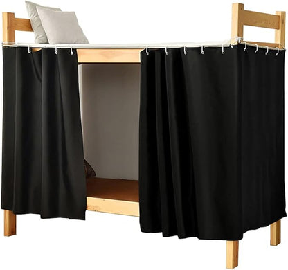 Full Size Bunk Bed Blackout Curtains Heavy-Duty for Bottom Men Women Teens, Black, 2 Panels, 47.2in Height