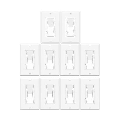 Dimmer Switches for LED Lights,Greencycle 10PK 3 Way Dimmer Switch for Dimmable 150W LED CFL Light,600W Halogen and Incandescent,15A 120V,Neutral Wire Not Required,Residential/Commercial,ETL Listed