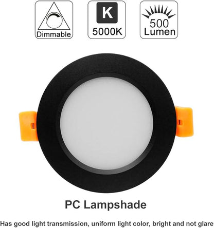 YGS-Tech 3 Inch LED Recessed Lighting, Dimmable Downlight 5W(40W Halogen Equivalent), CRI80, 5000K Daylight White, Ceiling Light with LED Driver(4 Pack)