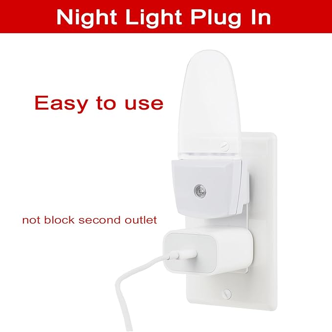GREENIC Red Plug in LED Night Light 2 Pack Dusk to Dawn Sensor for Bedroom, Bathroom, Kitchen, Hallway