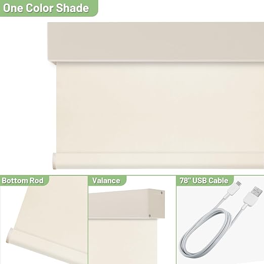 Motorized Blinds with Remote, Blackout Smart Blinds for Windows Motorized Roller Shades, Automatic Window Shades Work with Alexa/Google/Apple Home for Bedroom Living Room, Custom Size (Beige)