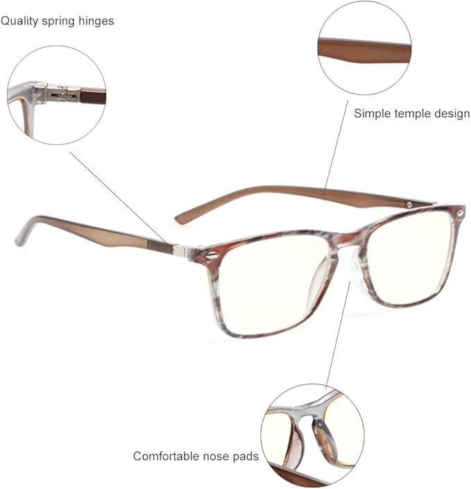 JOSCHOO Computer Reading Glasses Blue Light Blocking Readers Men and Women Glasses of Reading (Brown Stripe, 0.0)