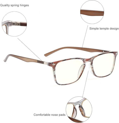 JOSCHOO Computer Reading Glasses Blue Light Blocking Readers Men and Women Glasses of Reading (Brown Stripe, 4.0)