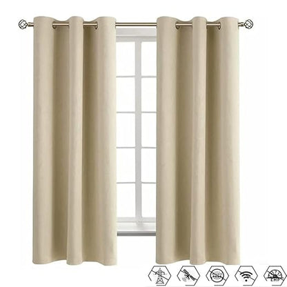 Amradield Faraday Protection Curtains 83.5"x52" Against RF Radiation Pure Sliver Inner Layer Shielding Signal Outer Layer Linen Soft Breathable Door Curtain Blackout Heat Insulation Block Sun UV Rays