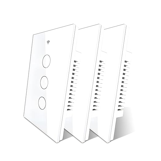 Smart Wi-Fi Light Switch 2.4GHz - Compatible with Alexa and Google Assistant - Neutral Wire Required, Single Pole, Remote Control, Schedule (3 Pack)