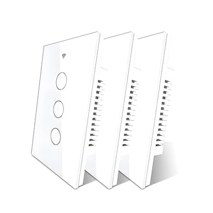 Smart Wi-Fi Light Switch 2.4GHz - Compatible with Alexa and Google Assistant - Neutral Wire Required, Single Pole, Remote Control, Schedule (3 Pack)