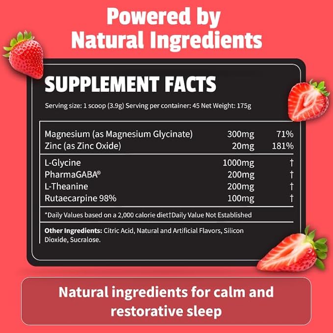 EarlyBird Lights Out Sleep Powder, Strawberry Punch Calm Sleep Drink Mix with PharmaGABA, Magnesium & L-Theanin, Natural Sleep Aid for Adults, Calming Drink Mix for Relaxation & Sleep, 45 Scoops