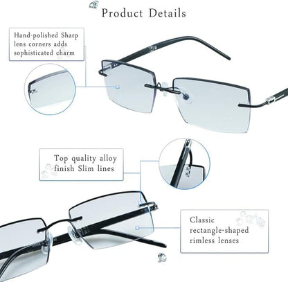 LifeArt Blue Light Blocking Glasses,Computer Reading Glasses,Rimless Frame Tinted Lens with Diamond,Stylish for Men (+2.50 Magnification)