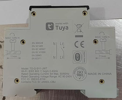 DIY 1P+N Smart Wi-Fi Switch, Work with Alexa and Google Assistant for Voice Control, 6A with Energy Monitor, Smart Life/Tuya APP Remote Control, Timer Functions, DIN Rail Mounted,FCC Certified