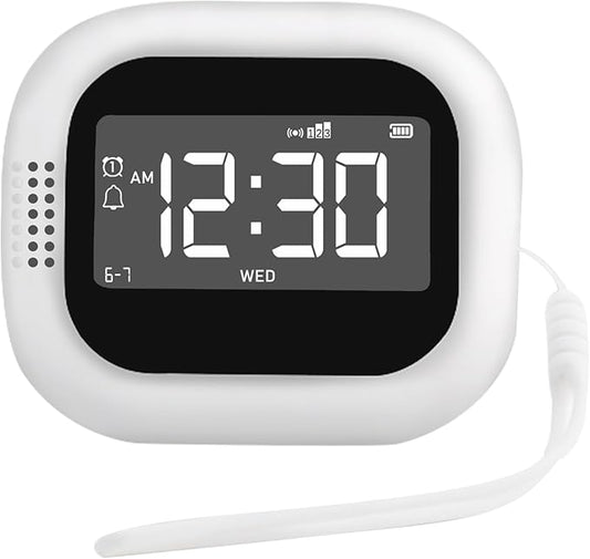 Vibrating Alarm Clock for Bedroom with White Noise, Portable Travel Alarm Clock Battery Operated, Bed Shaker for Hearing Impaired, Sleep Aid Sound Machine for Home & Camping