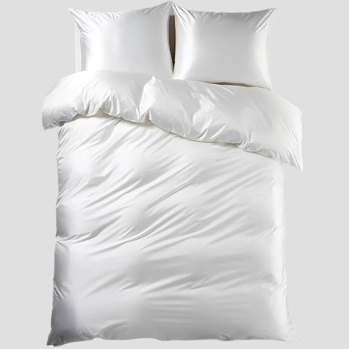 Duvet Cover for Fluffy Weighted Blanket, Breathable Soft Removable Cooling Comforter Cover for All Season (White, 48"x72" Duvet Cover)