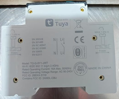 DIY 1P+N Smart Wi-Fi Switch, Work with Alexa and Google Assistant for Voice Control, 16A with Energy Monitor, Smart Life/Tuya APP Remote Control, Timer Functions, DIN Rail Mounted,FCC Certified