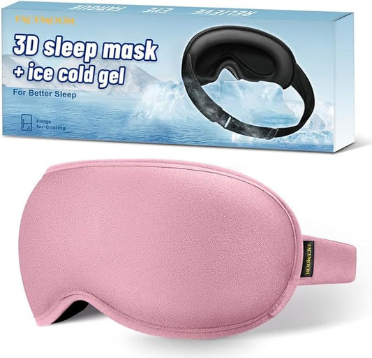 3D Blackout Cooling Gel Eye Mask: 6oz Weighted Cold Compress, Deep Relaxation & Meditation Mask for Women, Nurse Night Shift Recovery, Headache & Stress Cooling Comfort, Gift Ready, Pink