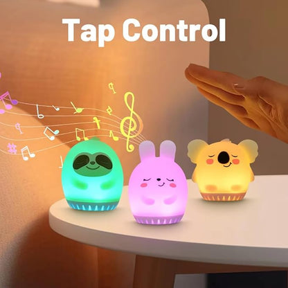 GlowBoo Portable Sound Machine 3-Pack with 20 Sounds & Lullabys, Soft BPA-Free Silicone, White Noise Machine with Timer, Washable Cover, 9 Colors for Babys & Small Children, USB Rechargeable