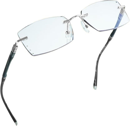 LifeArt Blue Light Blocking Glasses,Computer Reading Glasses,Rimless Frame Tinted Lens with Diamond,Stylish for Men (+1.00 Magnification)