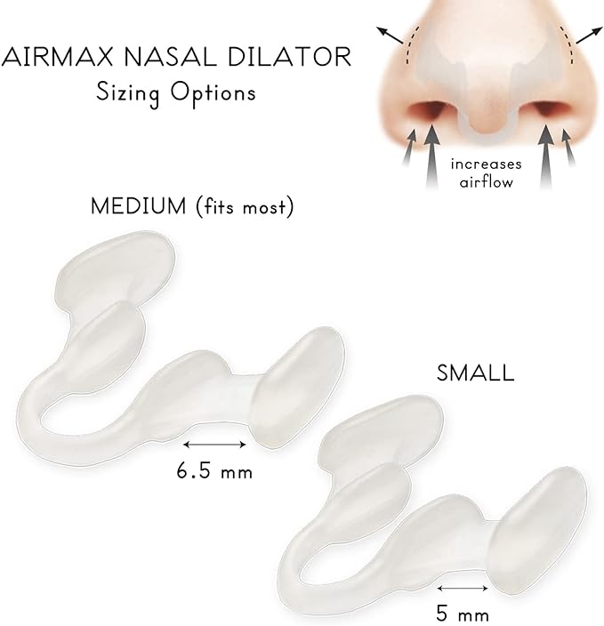 AIRMAX Nasal Dilator for Better Sleep - Natural, Comfortable, Anti Snoring Device, Snoring Solution for Maximum Airflow and Easier Breathing 2 Size Trial Pack (Small and Medium - Clear)