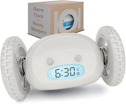 CLOCKY Alarm Clock on Wheels – Loud Rolling Alarm Clock for Heavy Sleepers | Runaway Clock That Jumps & Runs to Wake You Up | Funny Unique Gift for Adults, Teens & Kids Bedrooms (Mist)