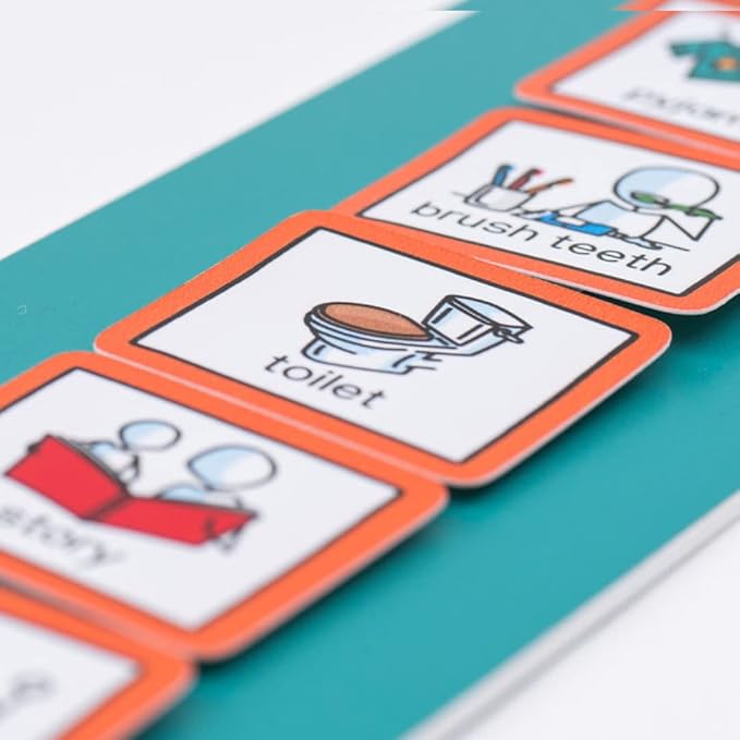 Morning and Bedtime Routine Chart with 12 visual symbols pecs cards by Create Visual Aids to support routine, transition for children, autism, aspergers, ADHD, speech and language delay.