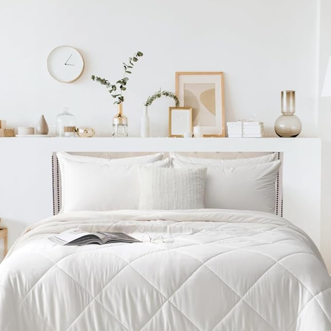 Luxury Cooling Comforter Twin XL, 100% Viscose from Bamboo, Lightweight Breathable Cooling Blanket for Hot Sleepers, Hypoallergenic,68 * 90 inches, White