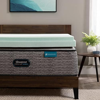 Beautyrest Cool Wave Convoluted Pressure-Relieving Memory Foam Mattress Topper, Queen, 2-Inch Blue