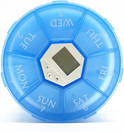 SAFIGLE Compartment Pill Dispenser Alarm Clock Portable Electronic Medication Reminder for Daily Use Easy Read Labels Suitable for Patients and Caregivers